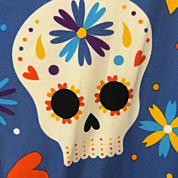 LuLaRoe Sugar Skull Halloween Leggings High-Rise Day of the Dead Stretchy Pants - Picture 10 of 12